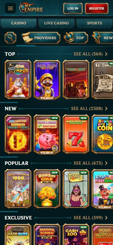 My Empire Casino mobile games area